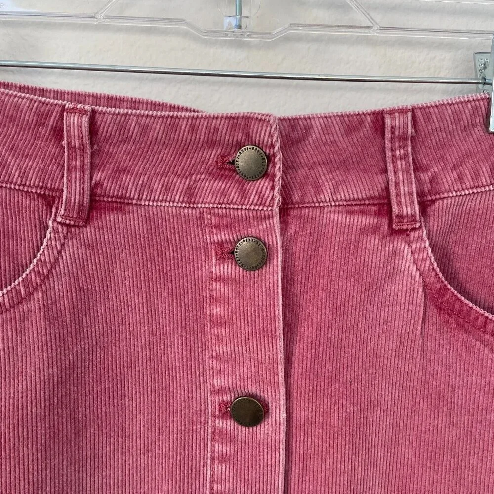 ROXY Womens Medium Unforgettable Fall Dusty Rose Corduroy Button Mini Skirt - Picture 5 of 11
